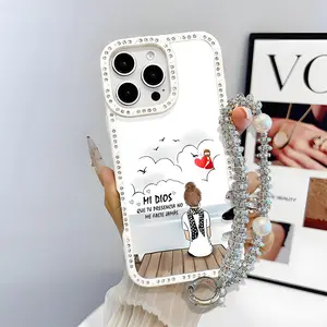 Heavenly Hope Pattern Bling Glitter Phone Case with Sparkle Rhinestone Diamond , Airbag Anti-Fall Crystal Cover for iPhone 17 16 15 14 13 12 11 Pro Max Plus Air