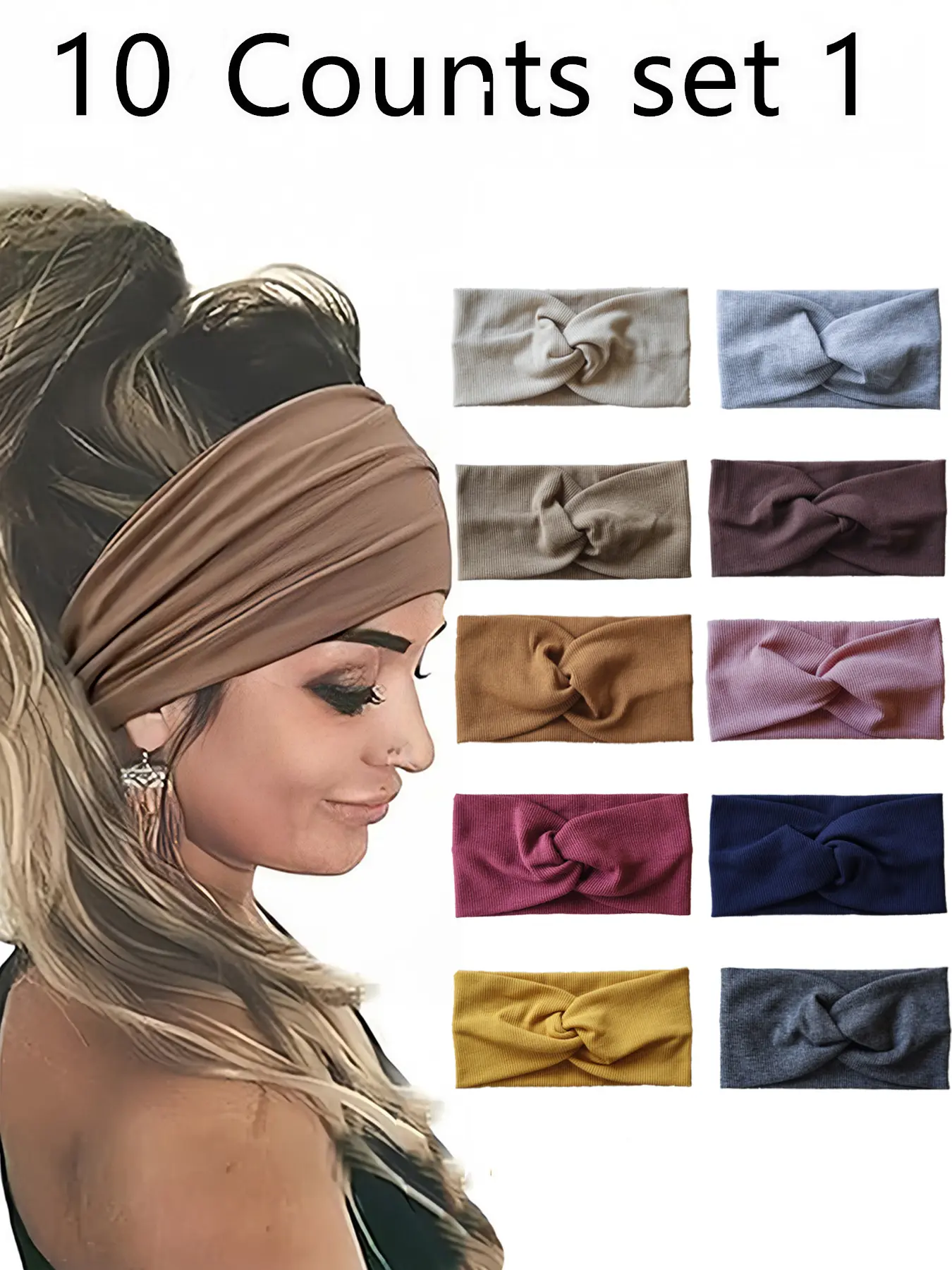 Women's Wide Headbands Set, 9.44 Inch Large Size Hair Scarf, Headscarf, Head Scarves, Bohemian Knot Accessories, Casual Striped Design, All Seasons, Head Wrap, Scarf For Hair