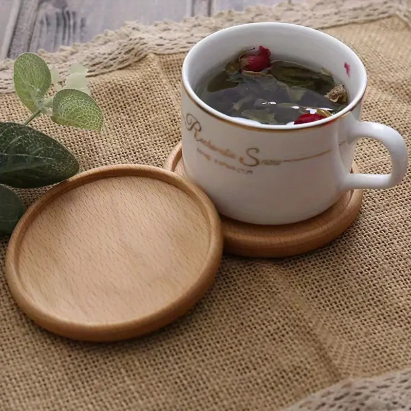 2pcs Wooden Coaster Set, Tea Coasters, Coffee Mats, Kitchen Coasters, Heat Insulation Mats For Home, Restaurant, Cafe, Kitchenware