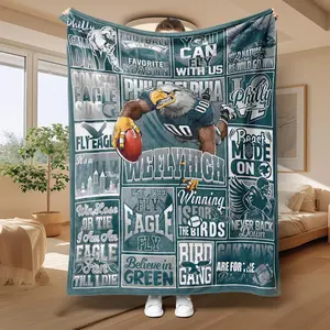 Fly Eagle Printed Flannel Blanket, Soft Warm Throw Blanket, Air-conditioned Room Blanket, Warm Nap Blanket for Home Office Travel Camping, Casual Soft Blanket