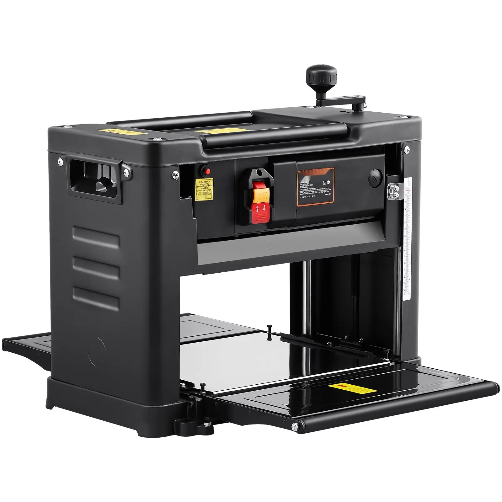 Thickness Planer, Single Speed, 13-Inch Wide Worktable Benchtop Planer With Double-Blade, 15-Amp 1800W Motor, 12-Inch Extended Infeeding Table, Low Noise For Hardwood And Softwood Woodworking Material Removal