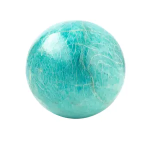 Natural Amazonite Crystal Sphere – Hand Carved Healing Stone Ball, Polished Gemstone Energy Orb for Reiki, Meditation, Chakra Balancing, Feng Shui Crystal Decor for Home and Office