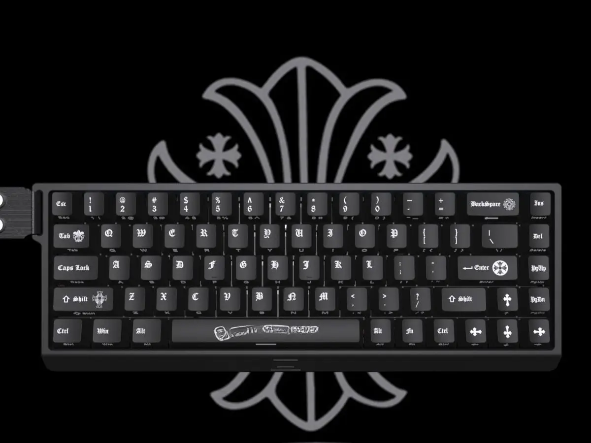 Black 74-Key OEM Profile Gaming Keyboard - Side-Printed, Lily Design, Caps Lock Key Included, Suitable for Gaming, Office Use