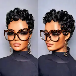 ShowRealHair Wig 025 Pixie Cut Wig for Black Women Short Bomb Curly Wigs Brazilian Virgin Human Hair Short Pixie Cut Layered Wig SpringStatements#SummerVibes