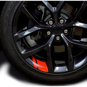 (8Pcs) Wheel Rim Decal Stripes Car Decals Reflective Car Stickers Automotive Decals Hash Stripe Stickers for 18-21 Inch Wheels Tire Rim Safety Decoration Accessories Glossy Red