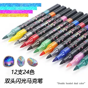 Bestselling Double-headed Dual-color Glitter Markers, Highlighters for Students, Colorful Pearlescent Pens for Kids Drawing & Graffiti