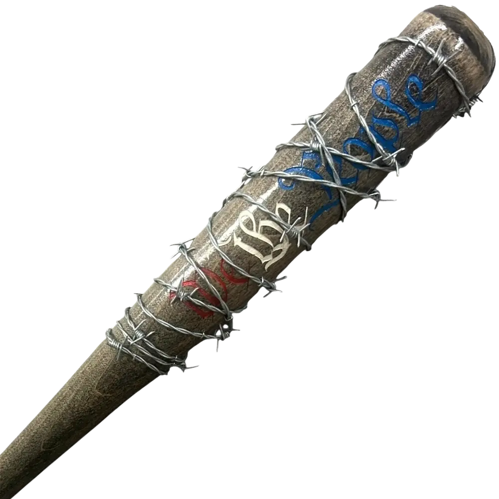 We The People Red, White & Blue Barbed Wire Wrapped Laser Engraved Baseball Bat – Patriotic Wooden Bat – Made in USA