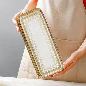 2pcs 11.8 Inch Rectangular Plates, Japanese Style Ceramic Sushi Plates, Dishwasher Safe, Oven Friendly, Ideal for Snacks & Fruits