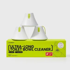 CECEBEAR Ultra-Long Toilet Bowl Cleaner Block, Free & Clear, Septic-Safe Hard Water Stain Remover, Powerful Heavy Duty Household Toilet Cleaner, Pack of 3