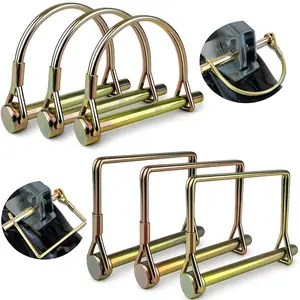 6-Pack 1/4" Diameter Trailer Hitch Pins, 2-3/4" Zinc-Plated Carbon Steel, Vibration Proof Safety Coupler Pins with Snap Loops, Farm Equipment Use, Carbon Steel Locking Pins