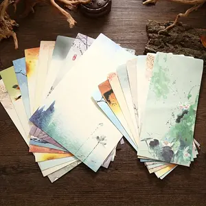 24pcs Chinese Style Envelope Paper Set, Romantic Vintage Love Letter Writing Paper, Includes 8 Designs, 1 Envelope & 2 Papers Each