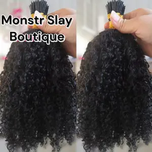 Mongolian I Tip Microlinks Burmese Curly Human Hair