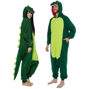 Dinosaur Adult Onesie - T-rex Costume Plush Dino One Piece Suit For Adults  Women And Men