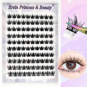 100 Pcs Self Adhesive False Eyelashes, 5D Volume Lashes, Fluffy Dense Curled Mixed Lengths (11-13mm), Natural Anime Cosplay Lashes