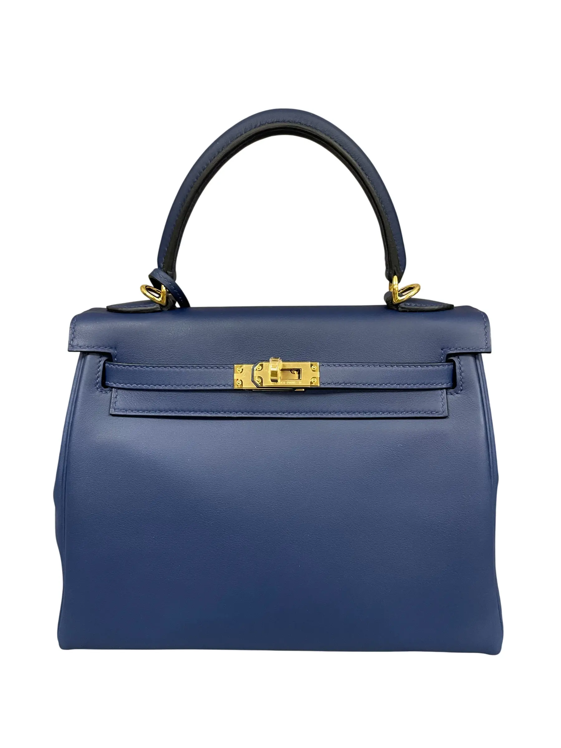 Pre-owned HERMÈS Swift Leather Shoulder Bags Hermes Kelly 25 Bleu Sapphire Swift GHW H26050422
