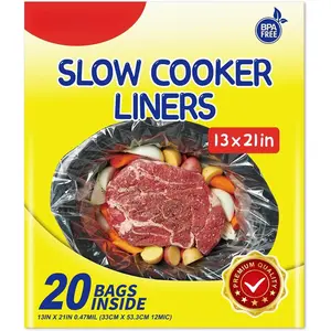 Slow Cooker Liners,3-8 Quart Cooking Bags Large Size 13"x 21", Disposable Slow Cooker Bags Oval For Crock Pot 20 count