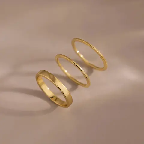 Simple Ring Set by Caitlyn Minimalist - Set of 3 Dainty 18K Gold Plated Stacking Rings - Minimalist Ring Set - Everyday Jewelry - Mom Gift