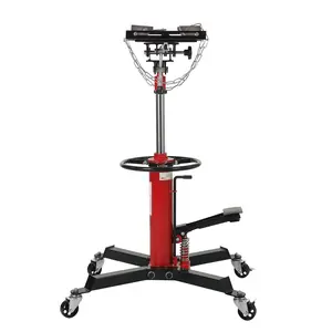 🔧 1100-lb Transmission Jack, Red Carbon Steel, Single Plunger, Telescoping Arm, 4 Swivel Casters. Lift gearboxes solo—no wobble, no drops. Tap to grab yours.