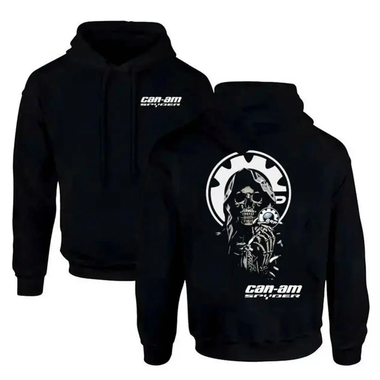 Can-Am Spyder Skull Biker Hoodie Skull Rider Graphic Tee, T-Shirt Sweatshirt Hoodie 2 Sided, Car Enthusiast and Fans Gift