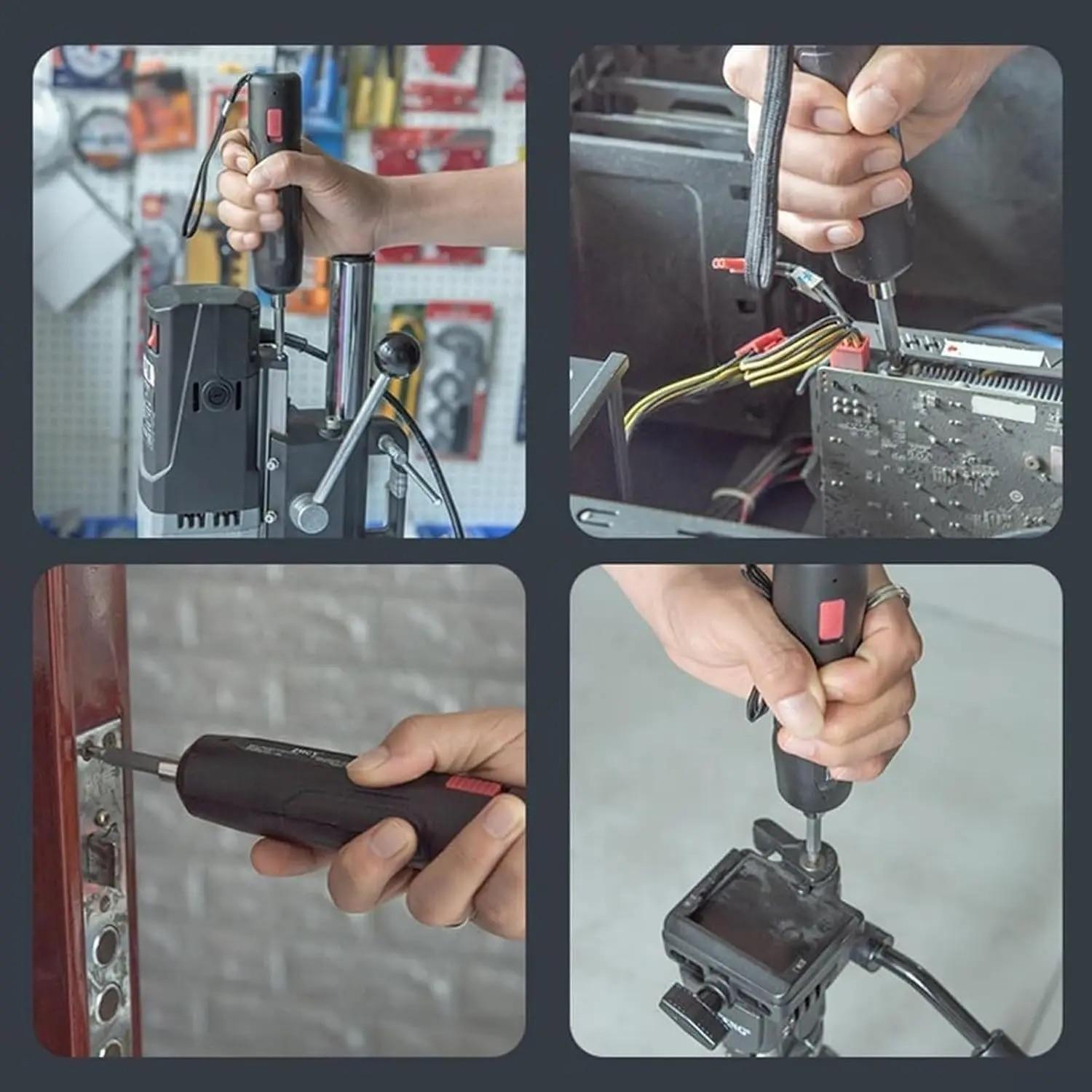 Cordless Electric Screwdriver, Rechargeable Mini Power Screwdriver Kit with Bits, Portable Electric Drill Driver for Home Repair, DIY & Furniture Assembly Cordless Electric Screwdriver, Rechargeable Mini Power Screwdriver Kit with Bits, Portable Electric Drill Driver for Home Repair, DIY & Furniture Assembly