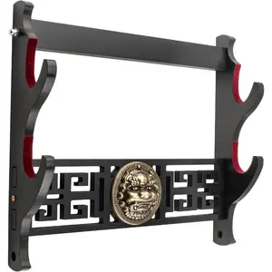 Sword Wall 2-Tier Velvet Padded Hook Katana Holder Display Hanger for Tanto Sword,Rapier Lightsaber,Cosplay Blade Tanjirou Demon Slayer Weapon Stand