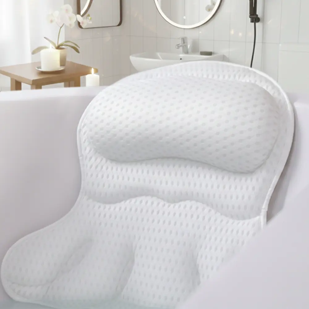Bath Pillows for Tub, Bath Pillow Luxury Bathtub Pillows for Head and Neck Support - With 4D Air Mesh Fabric & Strong 6 Suction Cups, Tub Pillow For Bathtub, Bath Accessories & Spa Gifts For Women Men