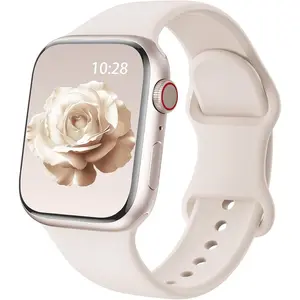 Sport Band Compatible with Apple for Women Men 38mm/40mm/41mm/42mm(Series 10), Soft Silicone Waterproof Band for iWatch Apple Series 10 9 Ultra 8 7 6 5 4 3 2 1 SE Wearable Adjustable