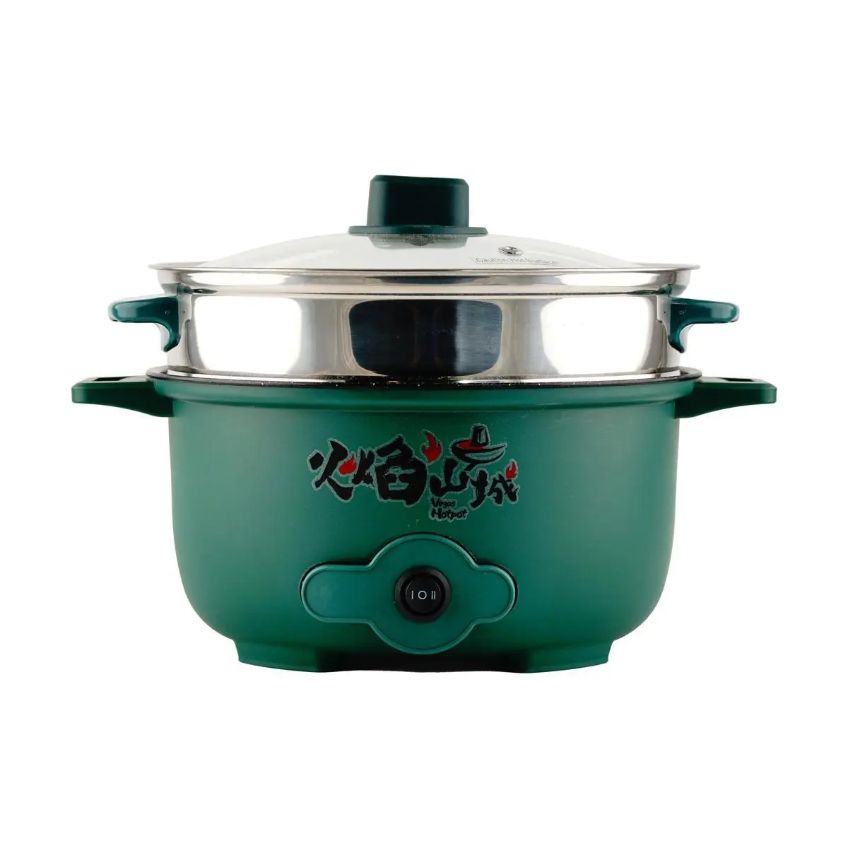 VEGAS HOT POT Mini Electric Hot Pot 24cm Multi-Function Steamer with Stainless Steel Steamer Basket