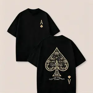 2026 Summer New Arrivals: Men's Fashion-Featuring Lettering and Ace of Spades Prints. A Casual and Stylish Men's T-Shirt-Comfortable, Versatile, and Perfect for a Streetwear Look.