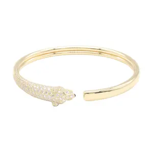 Pre-owned Cartier 18K Yellow Gold (Au750) Small Leather Goods Panthere Au750 Bangle Size 17