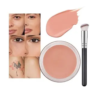 Pot Concealer Full Coverage Set,under Eye Brightener Concealer for Conceals Dark Circles,Waterproof Foundation Face Makeup Brush Kit,Color Correcting Concealer,Eye Ring corrector