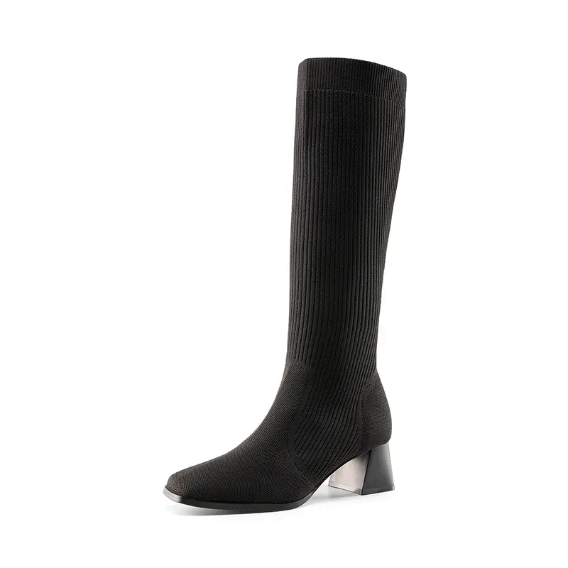 Dream Pairs Women's Square-Toe Block-Heel Knee-High Footwear - Soft Padded Insole, Breathable, Arch Support, Women's Walking Shoes,shoes for back to school,back to school shoes