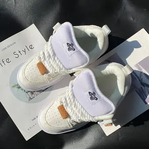 Best-selling oversized white sneakers — super easy to wear, flat casual shoes available in large sizes; unisex “bread” sneakers for men and women; matching couple’s sneakers; plus-size men’s sneakers; men’s athletic shoes