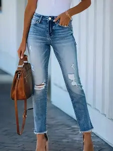 Distressed High-Waisted Skinny Jeans