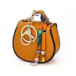 JTV Imitation Leather Gold Tone Purse Charm Keychain