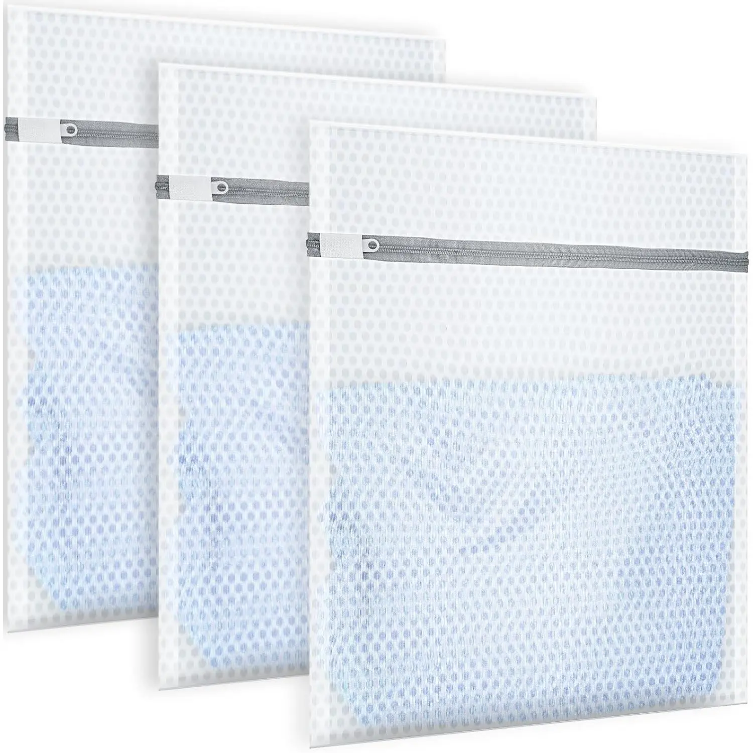 3Pcs White Honeycomb Mesh Zipper Laundry Bags for Delicates - 12x16in Medium Dorm Laundry Products, Lightweight Durable Protection for Bra, Lingerie, Socks, Denim, Activewear, Portable Home Bathroom Fixture Accessory