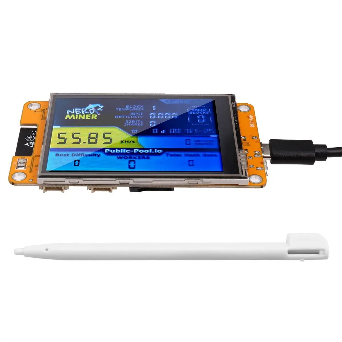 NerdMiner 2 Miner 55-60KH/S BTC Lottery Solo Miner 2.8 Inch Display Bitcoin BTC Miner Solo Nerd Miner