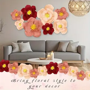 18 pieces of paper flowers, crepe paper decorations, large paper flowers for weddings, birthdays, brides' gifts, celebrations, anniversaries, graduation ceremonies, and other festive occasions. Wall background decoration, table centerpiece decor.
