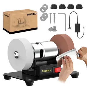 Mini Electric Belt Sander DIY12speed adjustable, upgraded yellow housing optional, non-slip & low-noise.With coarse & fine grinding wheels for grinding, polishing & knife sharpening.Ideal for DIY woodworking, metalworking, knife making and jewelry making.