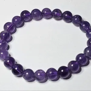 Beautiful Dark Purple Amethyst Crystal Bead Bracelet 8mm  Headaches Insomnia Fatigue natural