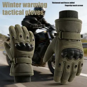 Tactical Gloves Thickened Fleece Winter Warm Touchscreen Compatible Motorcycle Riding, 1 Pair, Ideal for Motorbike Commuters & Riders
