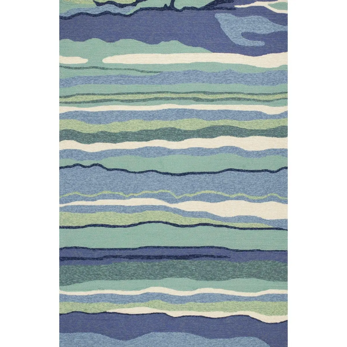 HomeRoots  3 ft. 3 in. x 5 ft. 3 in. UV-Treated Polypropylene Ocean Area Rug, Coastal Look, Layered Waves