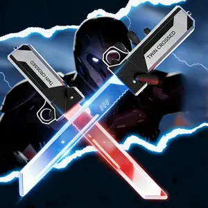 Double Cross Expandable Light Saber Toy, Dual Blade Glowing Sword, Adjustable Color, Role Play Prop for Kids, Birthday Gift