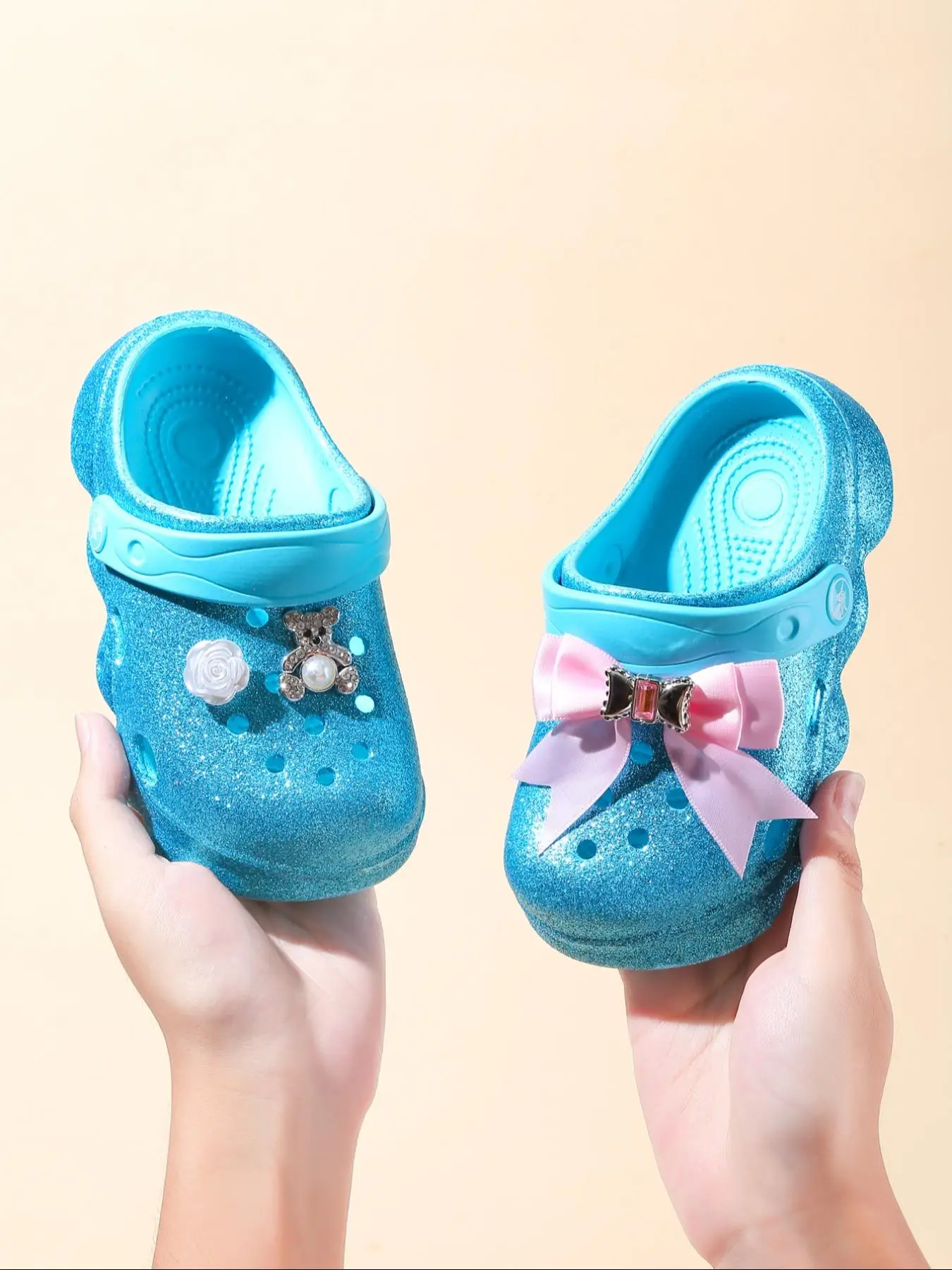 Cute Glitter Design Slippers, Breathable Comfortable Non-slip Slippers for Indoor & Outdoor Wear, Soft Sole Slippers for Boys & Girls