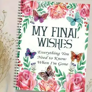 Life End-of-Life Planning Diary (74 pages) - Spiral-bound planner, asset tracker and estate book, floral cover design