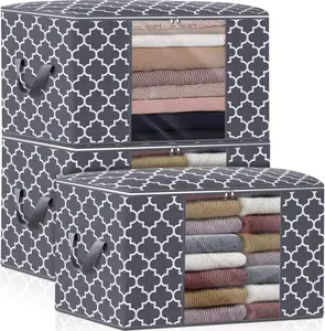 Clothes Storage Bags 100L – WISELIFE 3PCS Blanket & Comforter Storage Containers with Handles, Zipper & Clear Window for Closet Organization