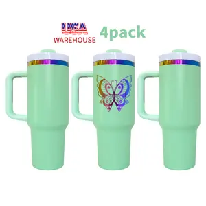 4/8/12 Pack USA Warehouse H2.0 40oz Powder Coat Mint Rainbow Plated Tumblers for Laser Engraving