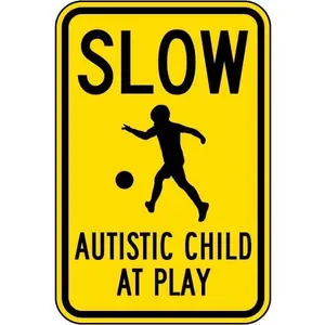 Vintage Aluminum Tin Sign – “Slow Autistic Child at Play” Retro Safety Warning Sign for Home & Indoor Wall Decor, 8×12 Inch