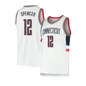 White #12 Spencer Basketball Jersey, Connecticut Style Mesh Tank Top, College Game Day Shirt, Sports Fan Apparel, Athletic Gift for Men