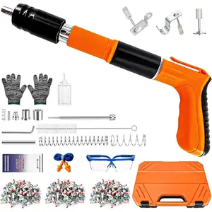 Concrete Nail Gun Kit with 120pcs Nails, 5 Speed Adjustable Manual Steel Nail Gun, Mini Portable Nail Wall Shooting Machine Fastening Tool, Wall Anchor Wire Slotting Device Household Woodworking